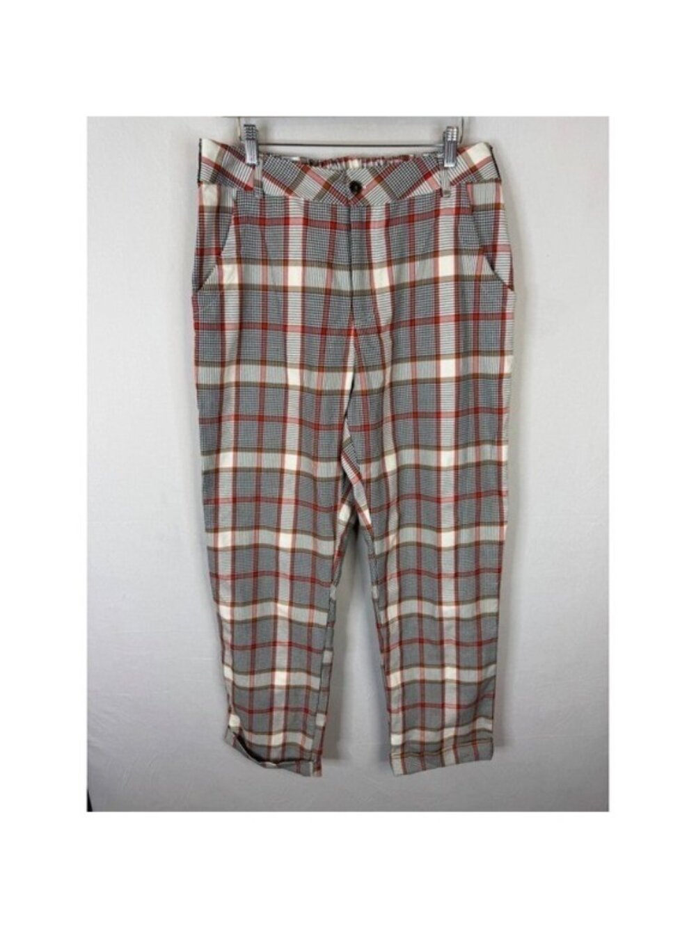 Melody Ehsani Plaid Pants Multicolor High Waisted Trousers M123WP1 L NEW